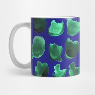 Animal print with stains. Simple blue and green watercolor boho background, seamless pattern. Scandinavian style, design for wallpaper, fabric, textile, prints, wrapping paper. Mug